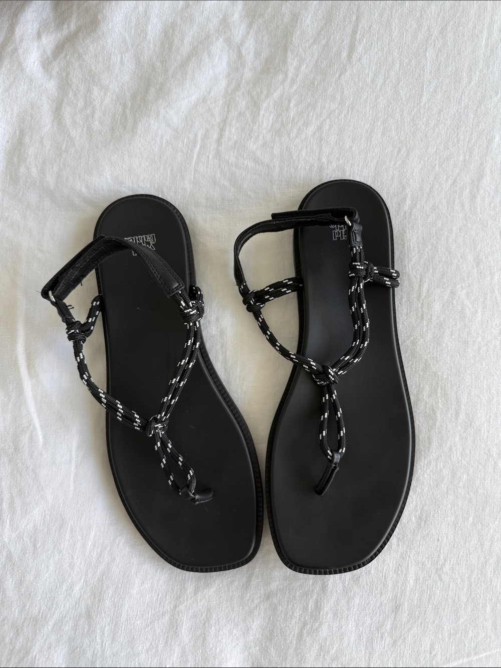Black Strappy Rope Sandals for Women